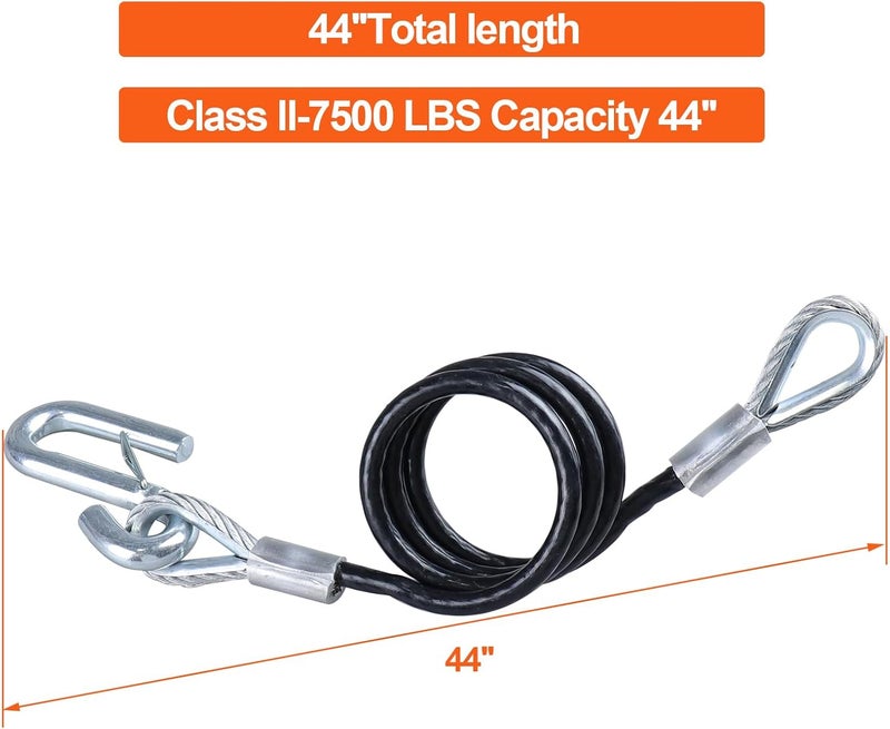 TeukRiGa 3/8"x 44" Grade 30 Steel Black Boat Trailer Safety Chain with 1 Spring Clip Hooks 7500 lbs, 1 Pcs (3/8"x 44") - Image 4